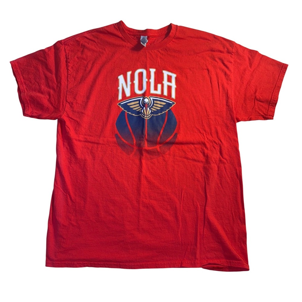 Gildan New Orleans Pelicans NOLA Basketball T-Shirt Red Mens XL Morris Bart